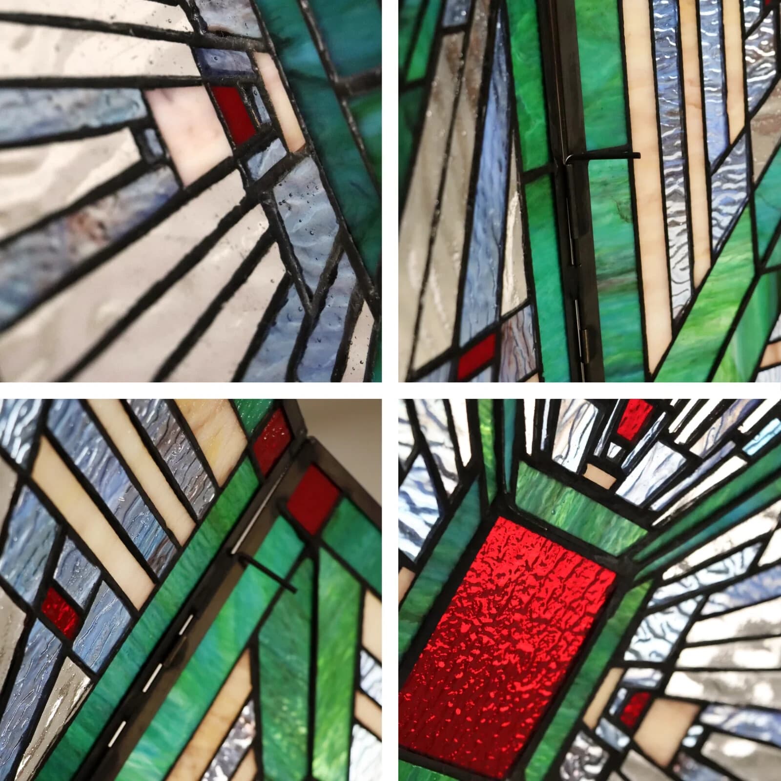 Fireplace Screen Tiffany Style Stained Glass Arts & Crafts Mission 44 W x 28 T 3