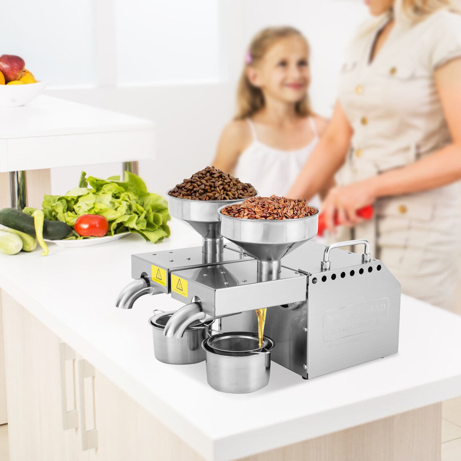 Double Head Oil Press Machine Stainless Steel Oil Extractor Hot & Cold Oil Press 3