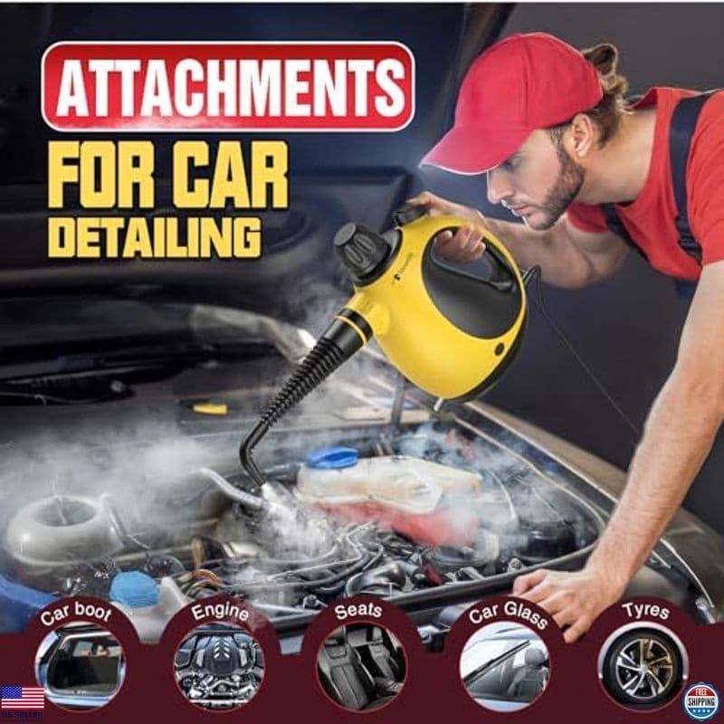 Powerful Handheld Steam Cleaner - Multi-Surface Steamer with 12 Accessories, 5