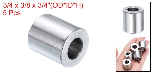 5pcs Stainless Steel Spacer 3/8" Bore x 3/4" OD x 3/4" Length Screw Standoff 2