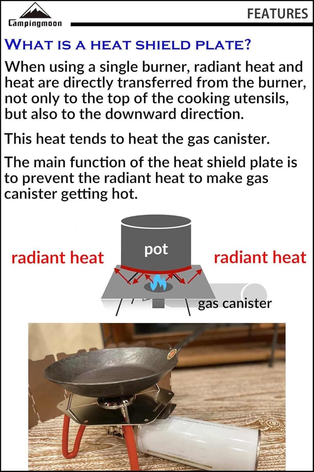 camping moon Heat Shield Plate for Regulator Stove ST-310 Small, silver  3