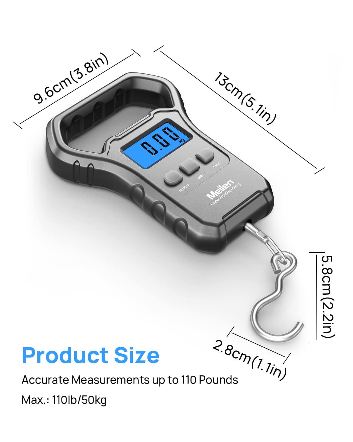 Balanza De Pescado  110Lb 50Kg Con Pantalla LCD Para Equipaje 5
