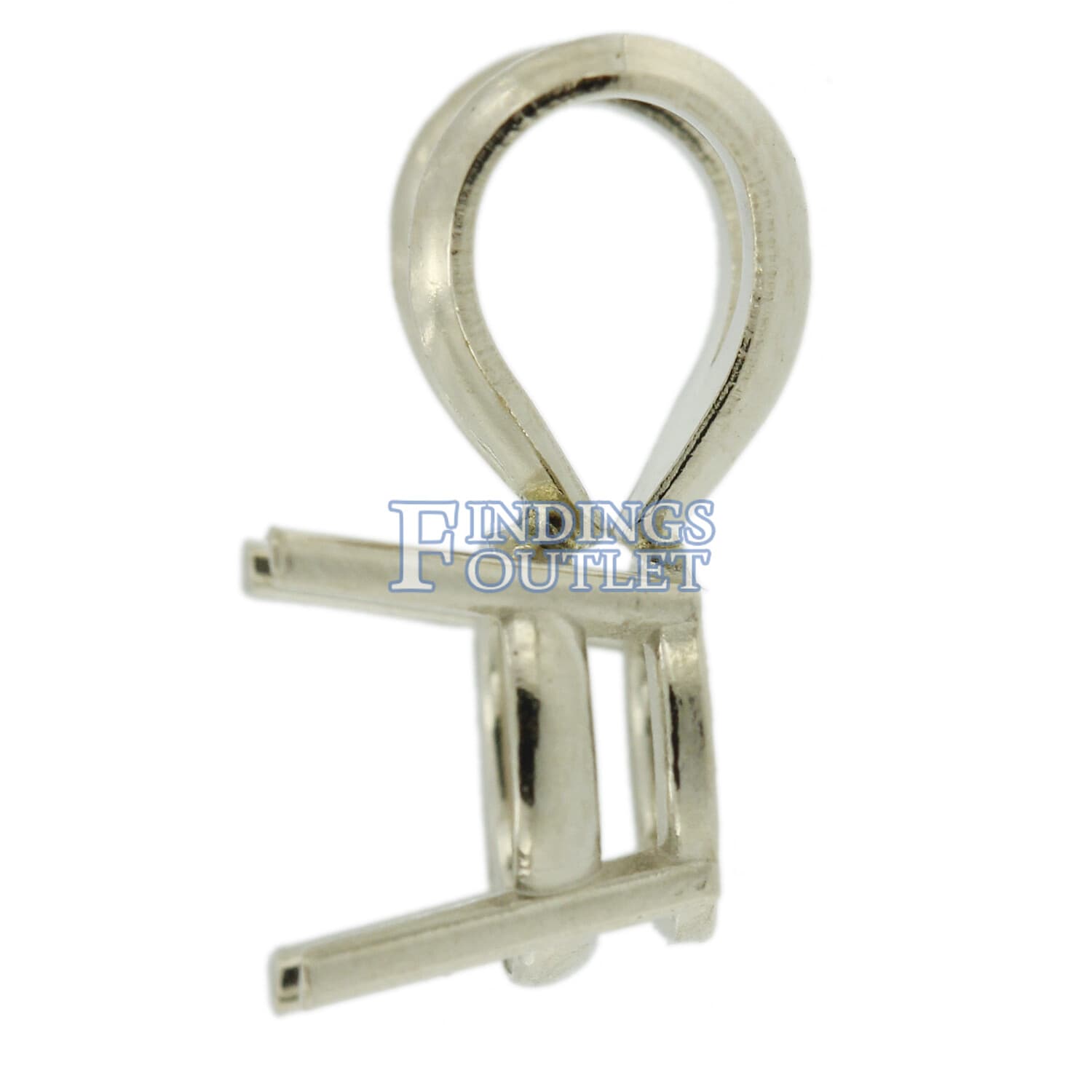 14K White Gold Round Pendant Setting Rabbit Ear Bail Mounting 0.05ct - 5.00ct 6