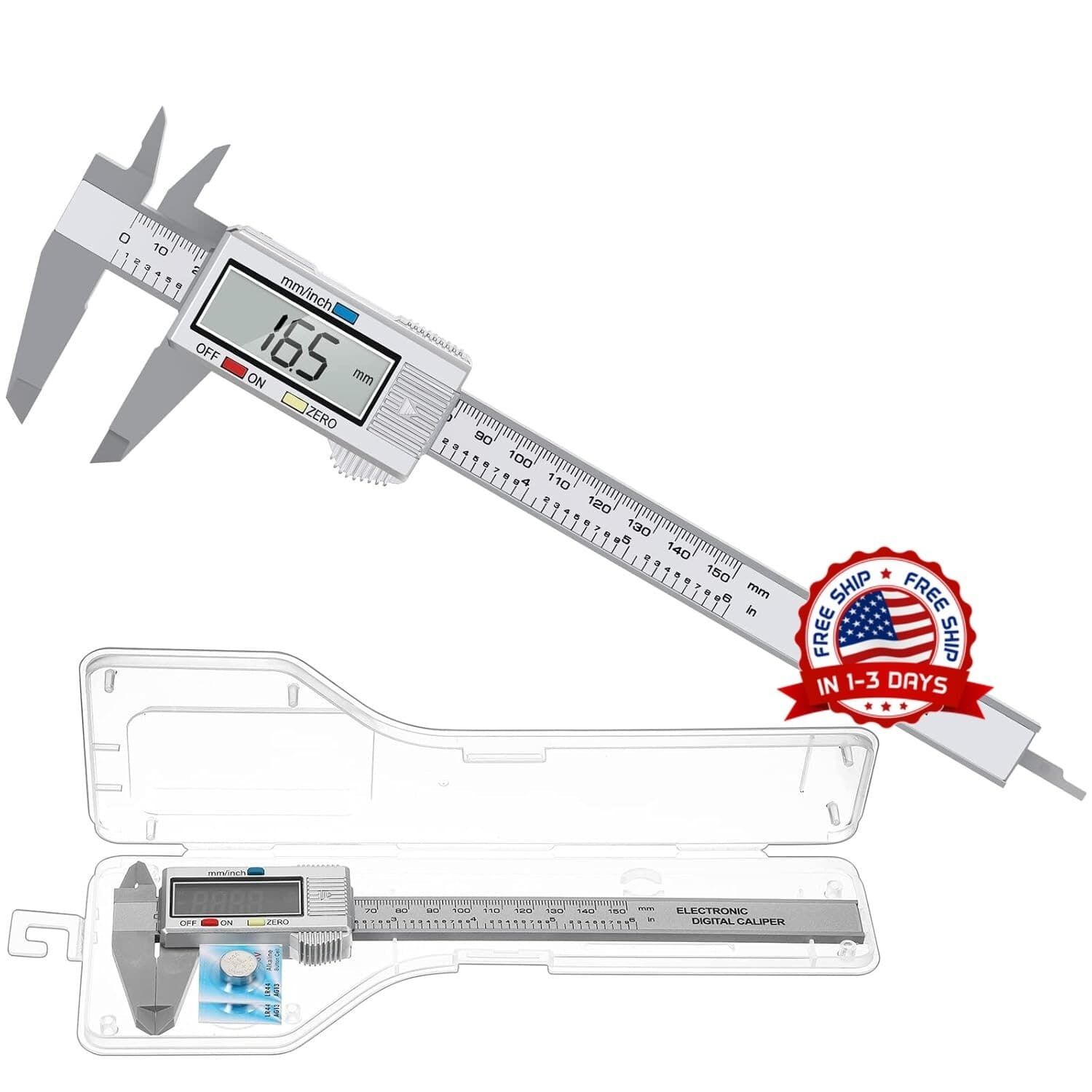 Calibre Digital Acero Inoxidable Calibrador Pie de Rey Con Pantalla LCD, 0-6"