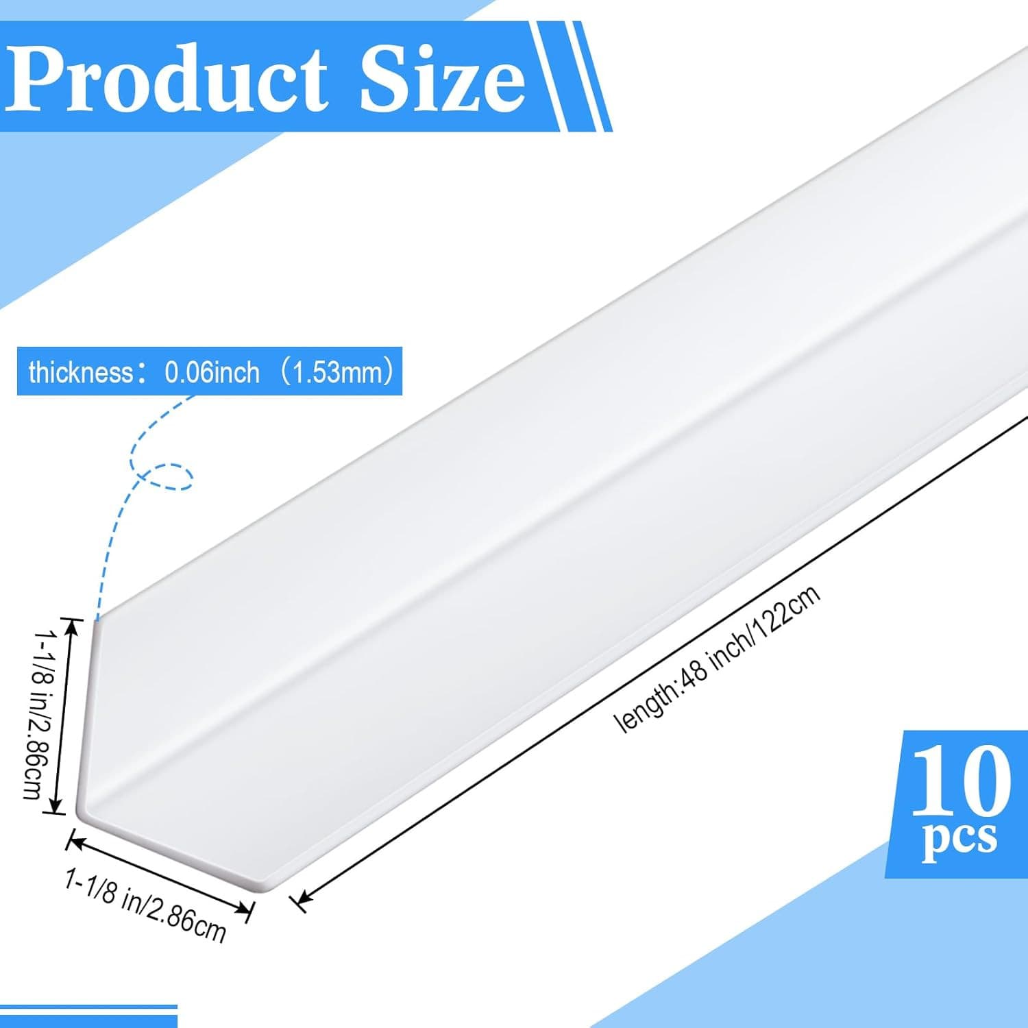 10 Pcs Wall Corner Protector Guards, Vinyl 1-1/8 X 48 Inches Trim Molding 2