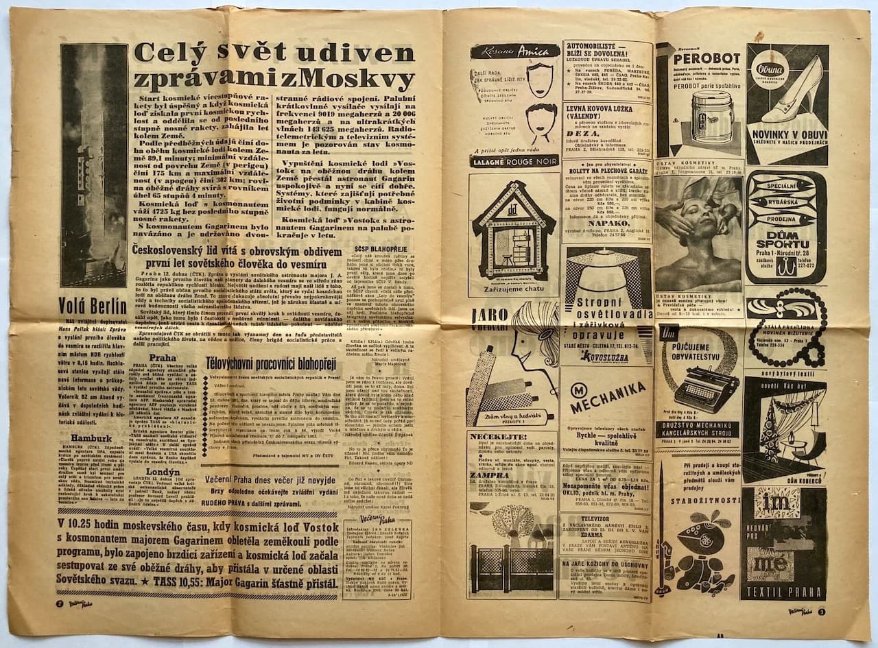 Original Vintage Newspapers YURI GAGARIN - SOVIET UNION - SPACE RACE - 1961 6