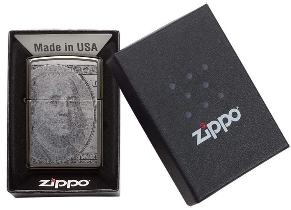 Zippo Windproof 100 Dollar Bill Lighter, Currency Design, 49025, New In Box 4