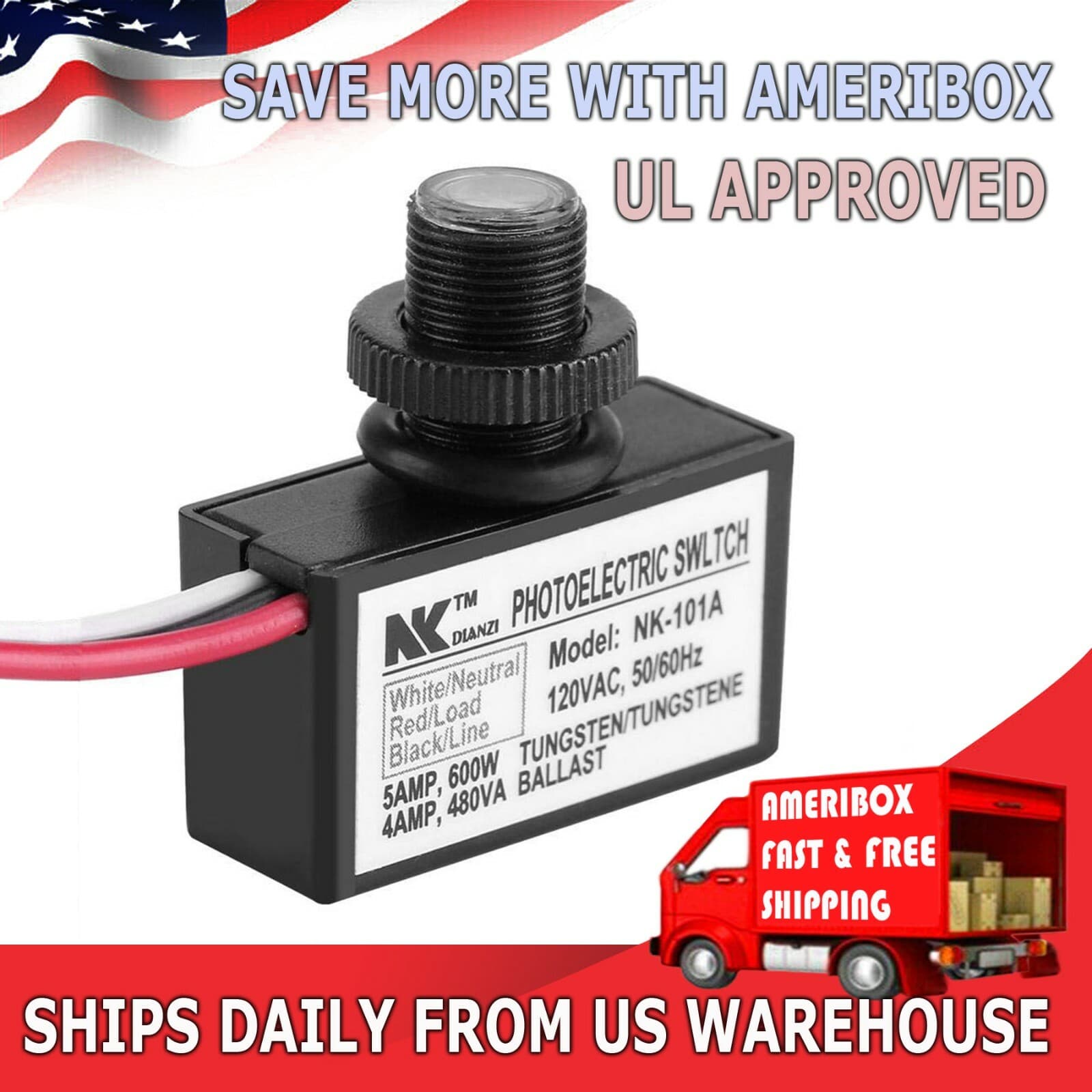 Photoelectric Photocell Dusk to Dawn Button Flush Mount Photo Control Eye Switch