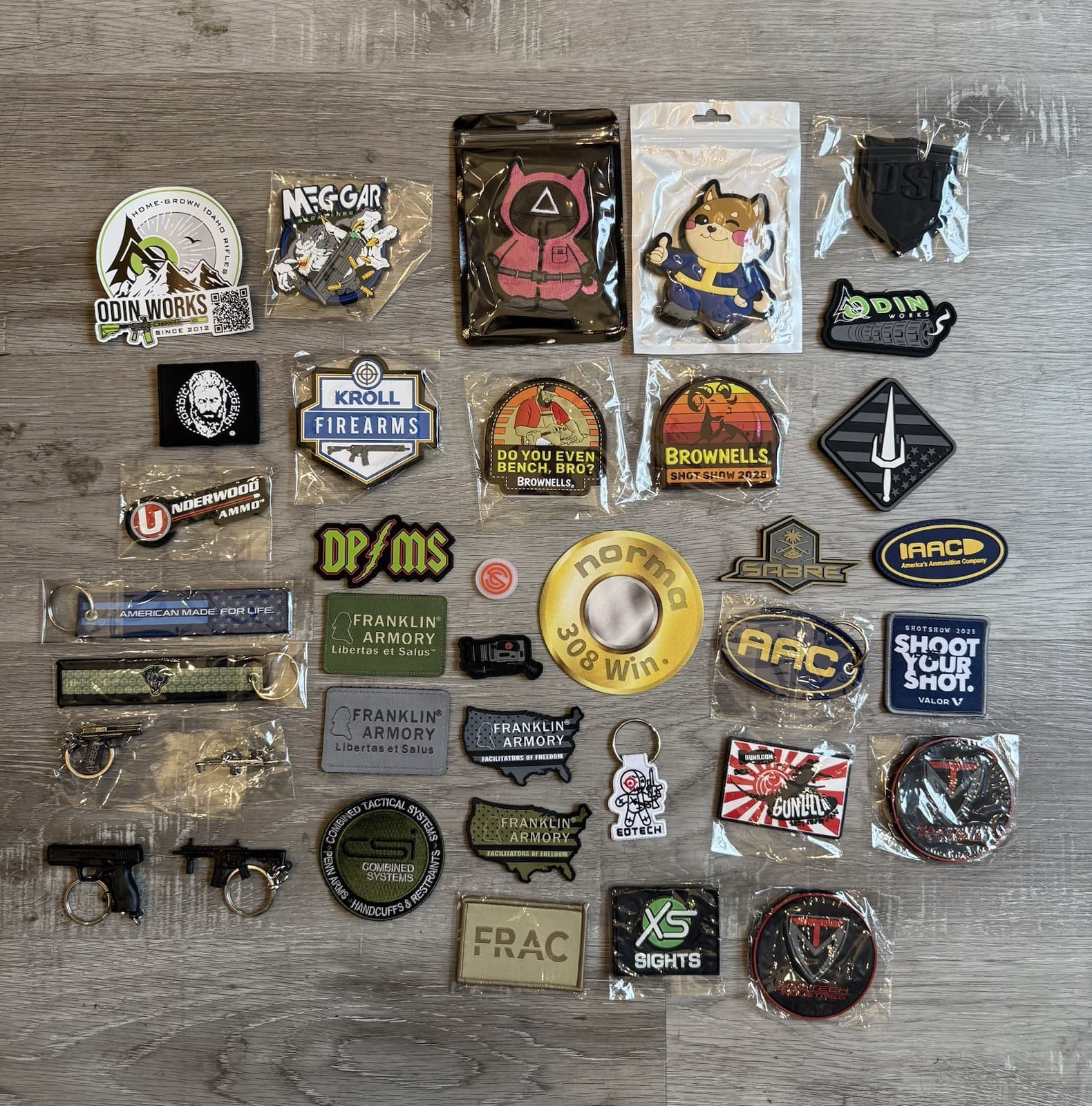 Shot Show Patches Keychains Pkg 3 Ultimate Swag Bag Silencer Co Kroll Mec-gar