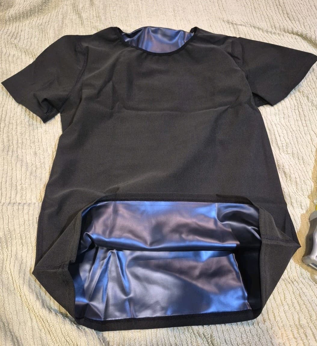 Men’s Sauna Sweat Shirt Black Small, Fitness, Workout, Short Sleeve