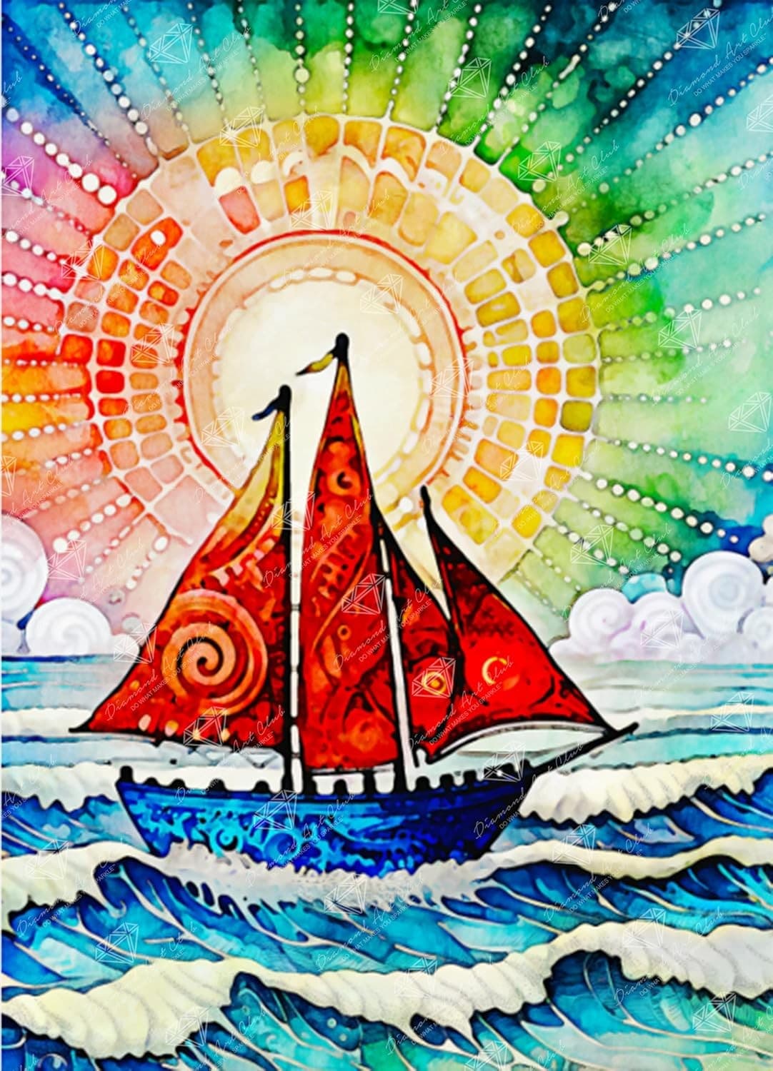 Sailing Away, Diamond Painting Kit, Fun DIY