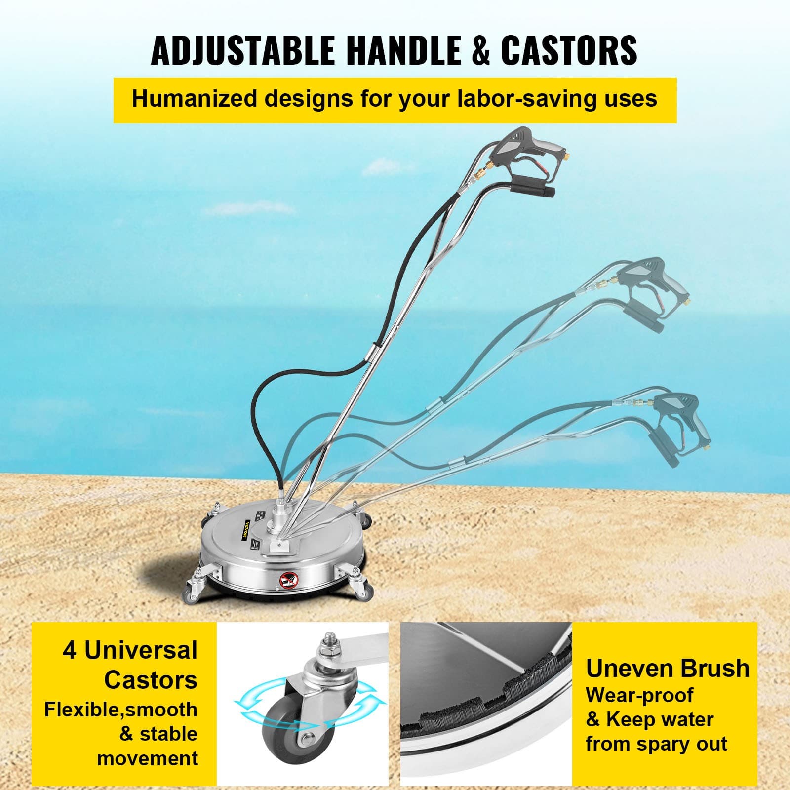 21" Pressure Washer Surface Cleaner 4000PSI Dual Handle Quick Connect 5