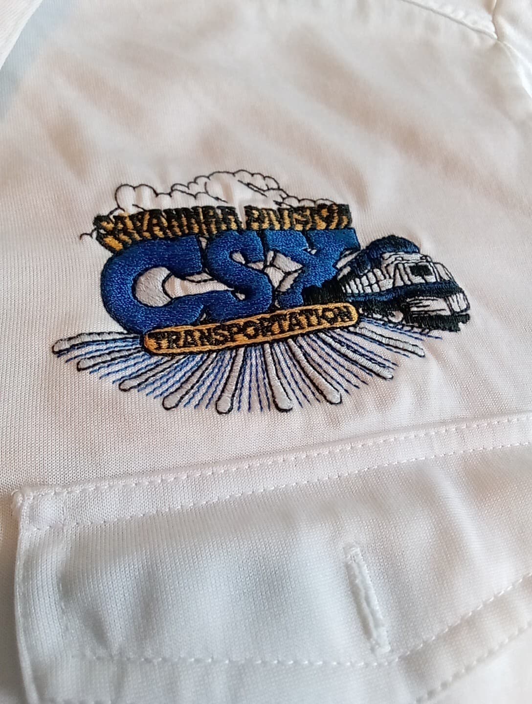 Vintage CSX Train Car Railroad Transportation Men's Polo Shirt Savannah Division 2