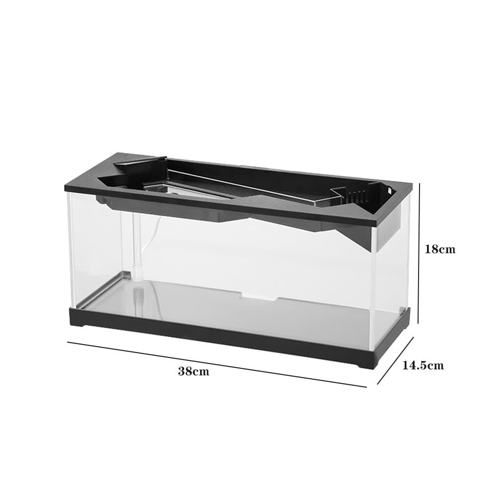 Small Fish Tank Aquarium w/ Light Water Pump Clear Cover Ecological Cycle System 4