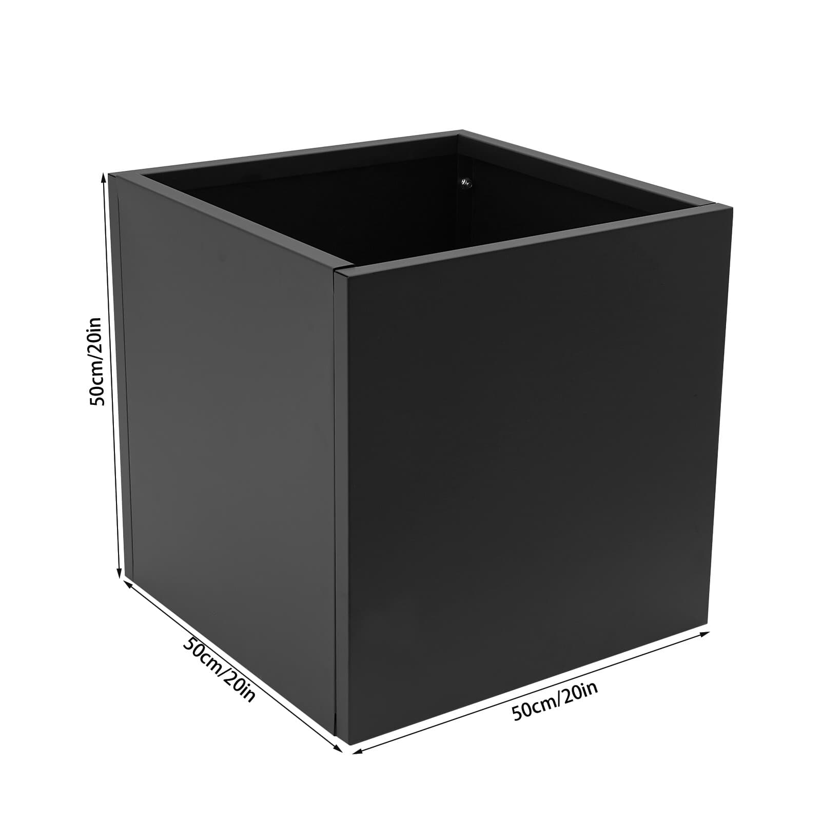 20-inch Cube Metal Steel Garden Deck Planter Box Square Black Yard Flower Pot 2
