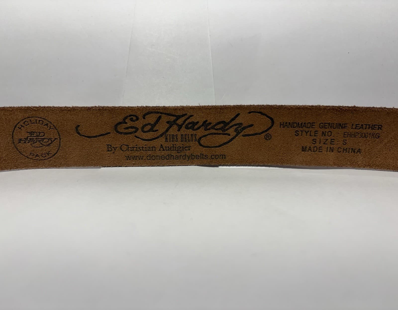 ED HARDY Holiday CHRISTIAN AUDIGIER ETERNAL LOVE Purple Leather Belt Buckle S 6