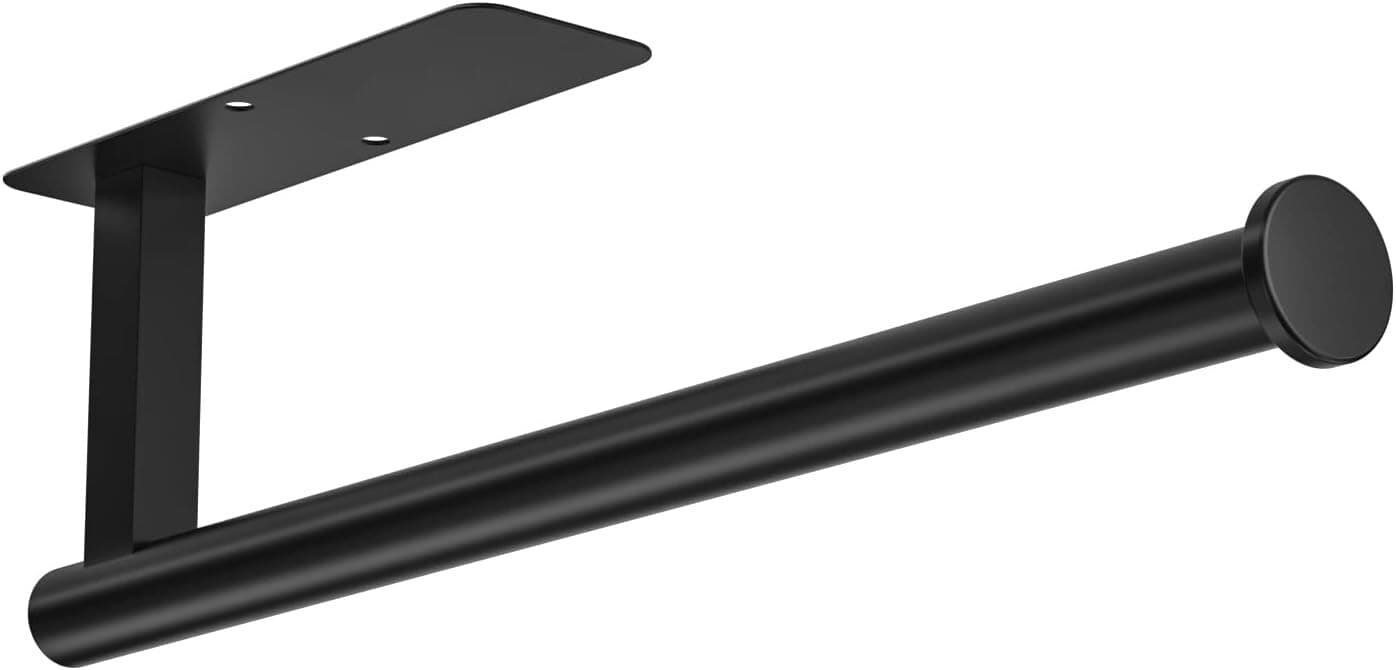 Self-Adhesive Paper Towel Holder Under Cabinet - Matte Black Stainless Steel 2" 3