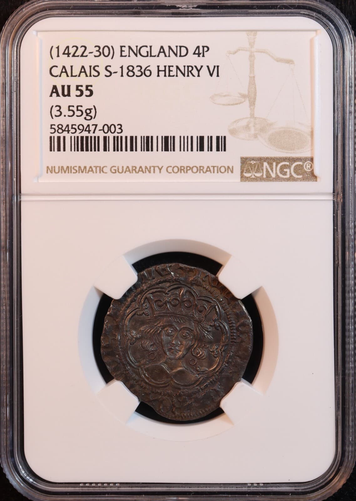 1422-30 England "Henry VI" Silver 4 Pence Groat, S-1836 - NGC AU55! Exquisite! 3