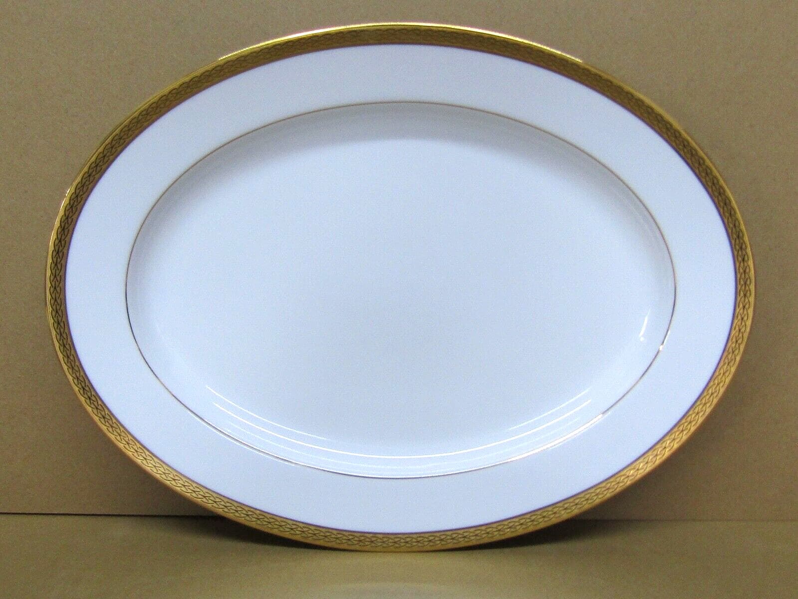 Noritake QUEEN'S GOLD 4285 Contemporary China Oval Serving Platter + Veg Bowl 3