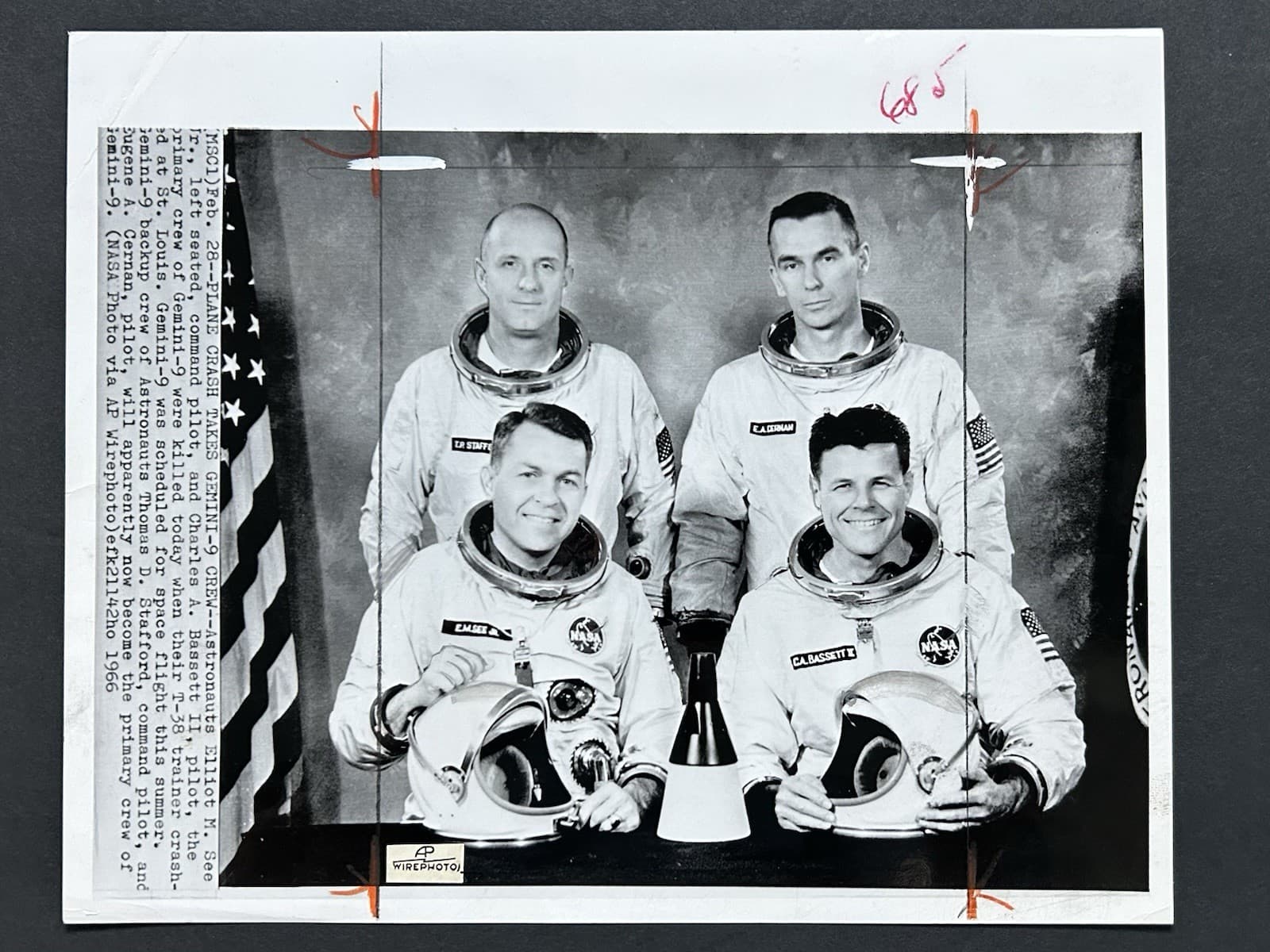 1966 NASA MSC1 AP Wirephoto Plane Crash Takes Gemini 9 Crew Astronauts 5