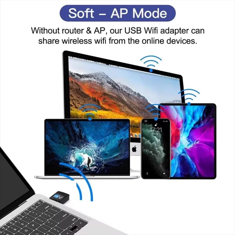 USB Adapter 2.4G Bluetooth Dongle WiFi Wireless Adapter Network Soft AP Mode 5