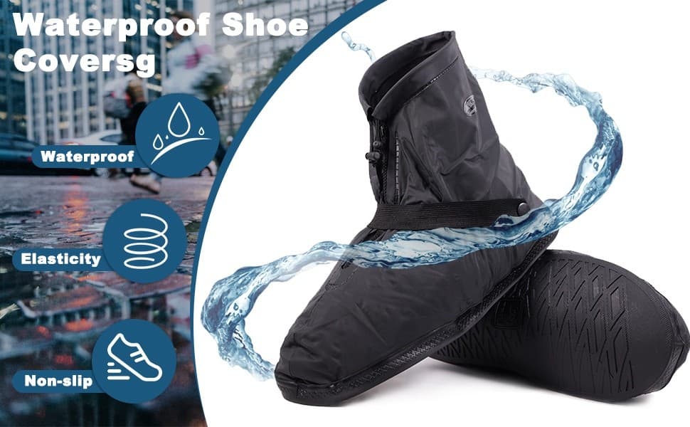 Shoe Covers with Zipper, Waterproof Hard Sole Version Shoe Covers for Rain XL