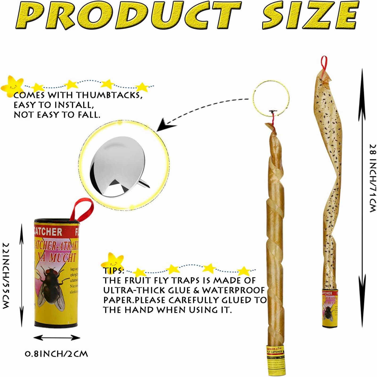 16 Rolls Fly Sticky Trap Paper Insect Bug Catcher Strip Fly Sticker Non Toxic 2