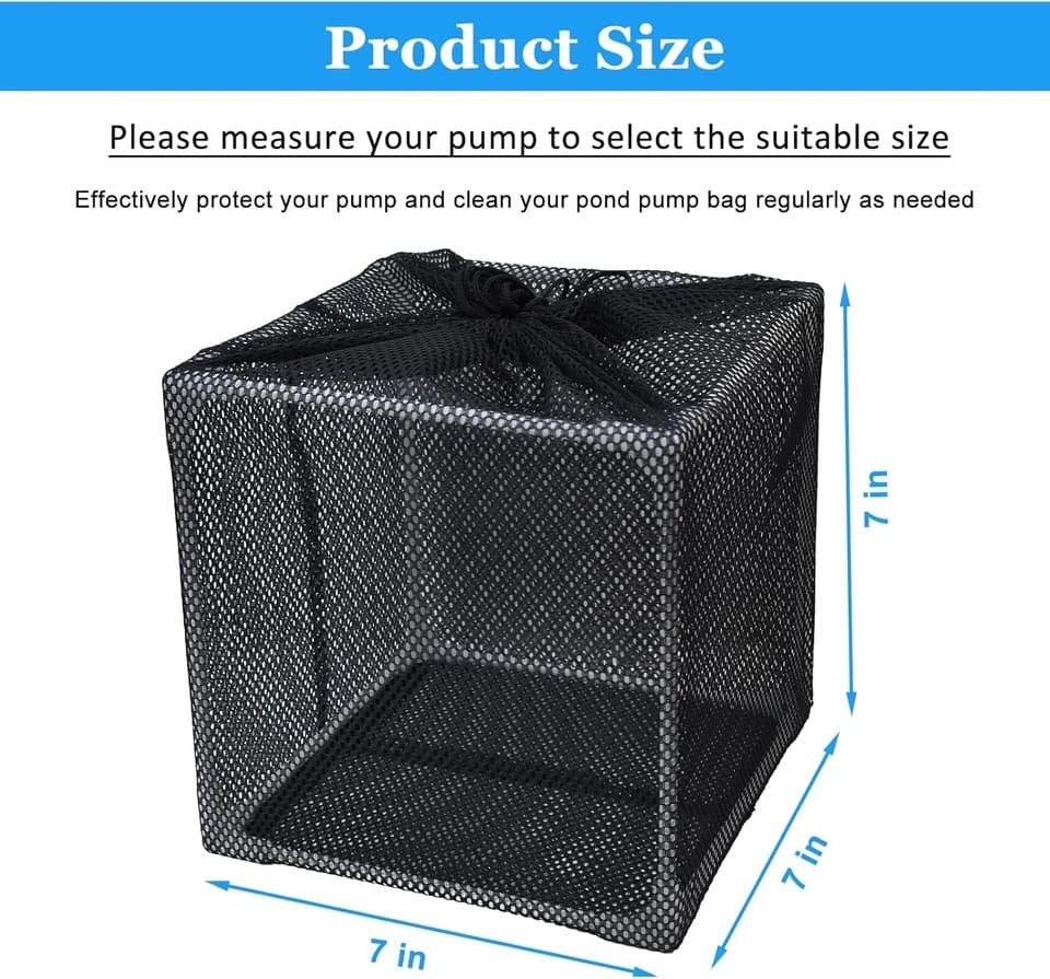 Pond Pump Filter, 7 Inch Anti-Clogging Pond Filter Bag Mesh Water Pump Barrier B 2
