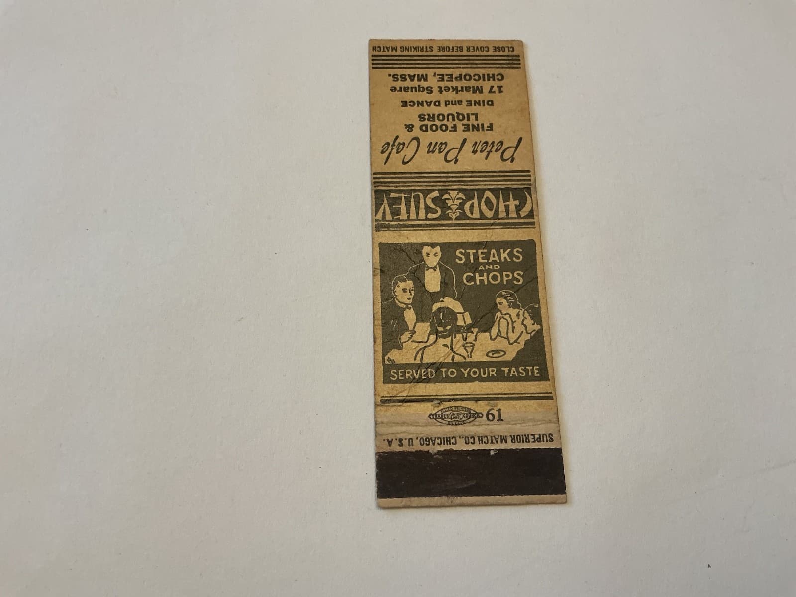 Matchbook Cover - Peter Pan Cafe - Chicopee, Massachusetts 2