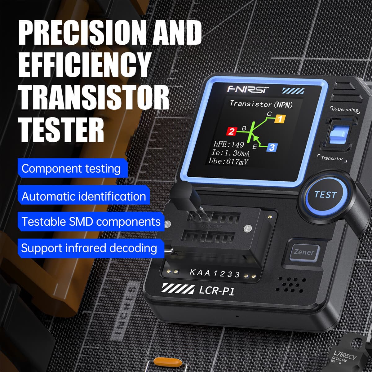 FNIRSI LCR-P1 Transistor Tester Diode Triode MOSFET NPN PNP SMD LCR ESR Meter... 2