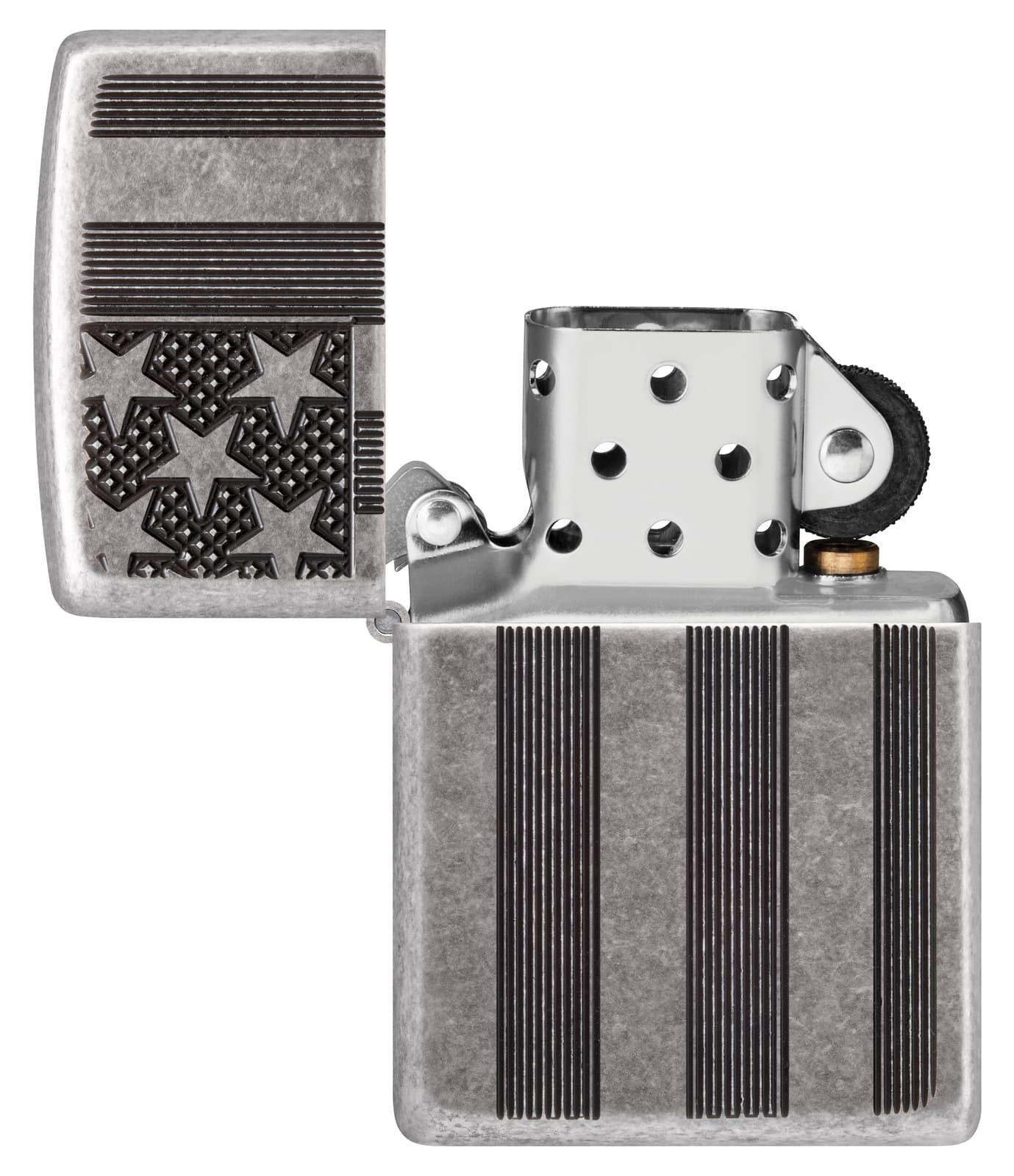 Zippo Armor Antique Silver Flag Windproof Pocket Lighter, 28974 4