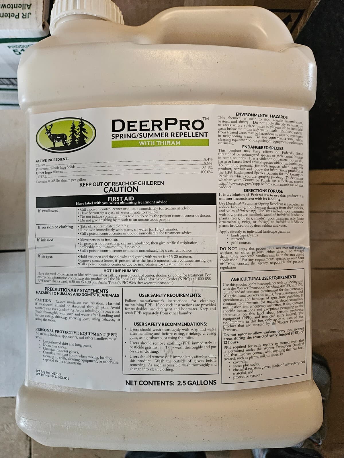 DeerPro Spring/Summer Animal Repellent w/Thiram 2.5 Gal, Conc. Makes 15 Gal