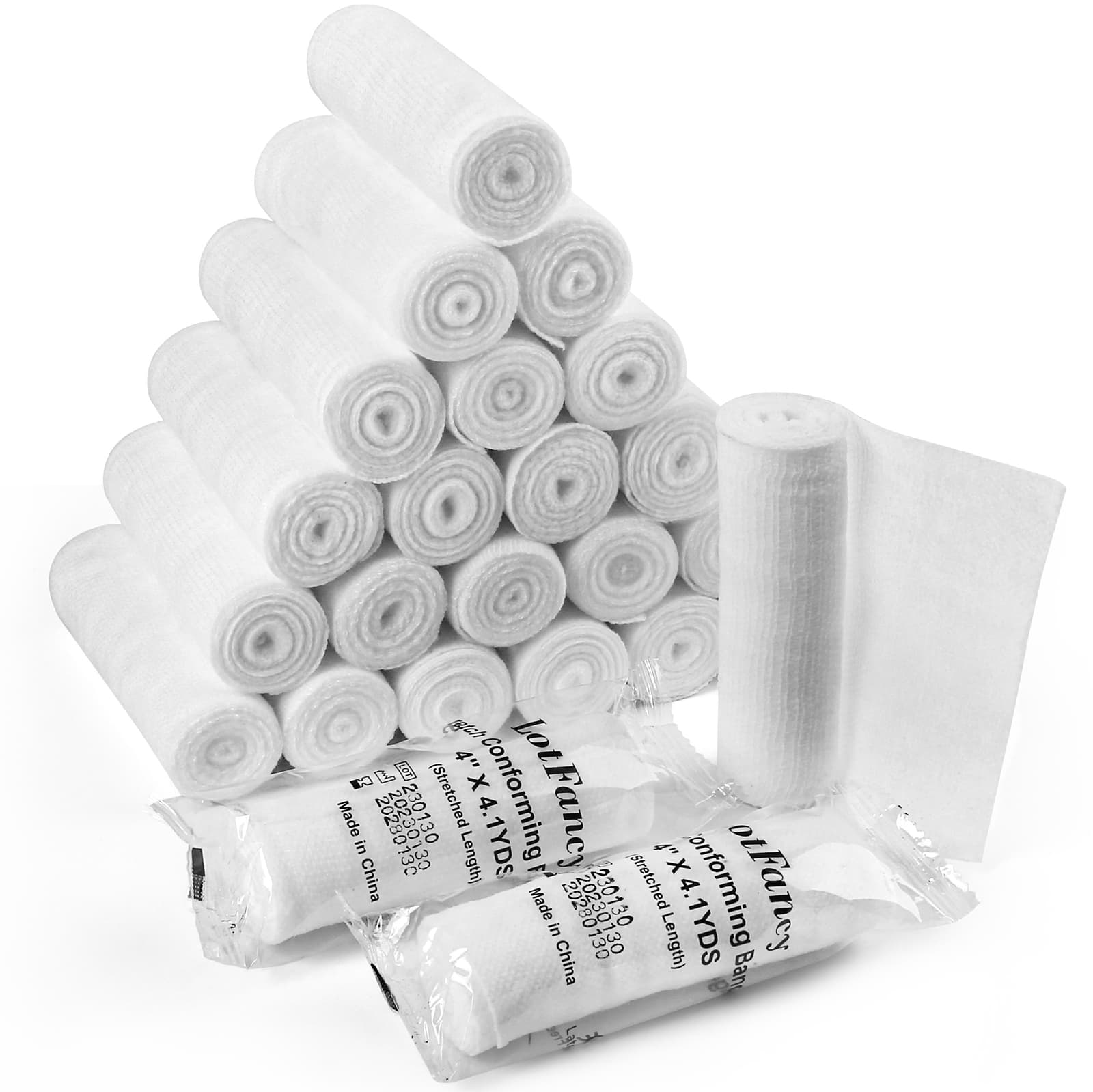 Gauze Rolls Pack of 24 4" x 4.1 Yards Individually Wrapped First Aid Bandages 6