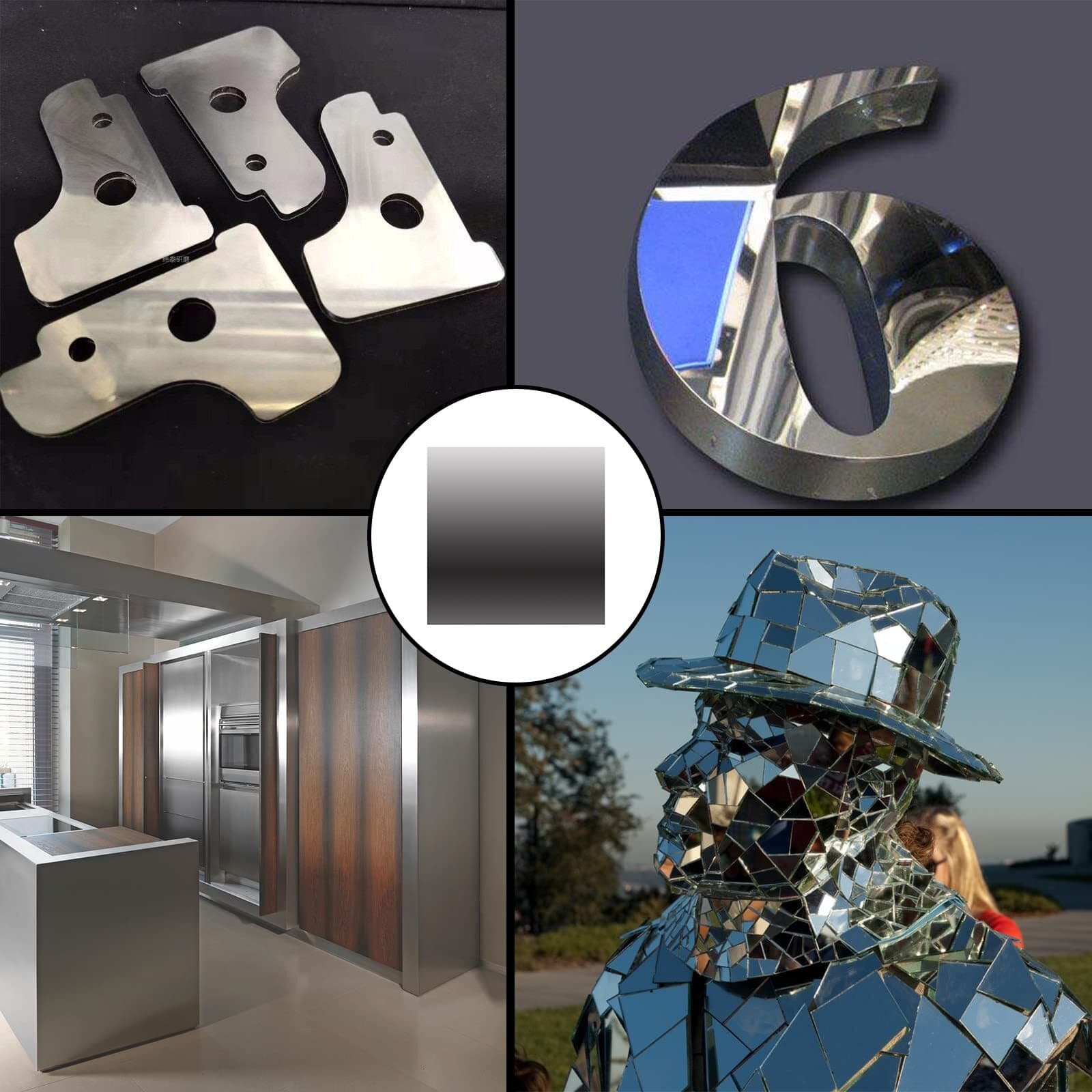 Stainless Steel Mirror Sheets 12” x 12” Thin Metal Plates for DIY & Crafting 6