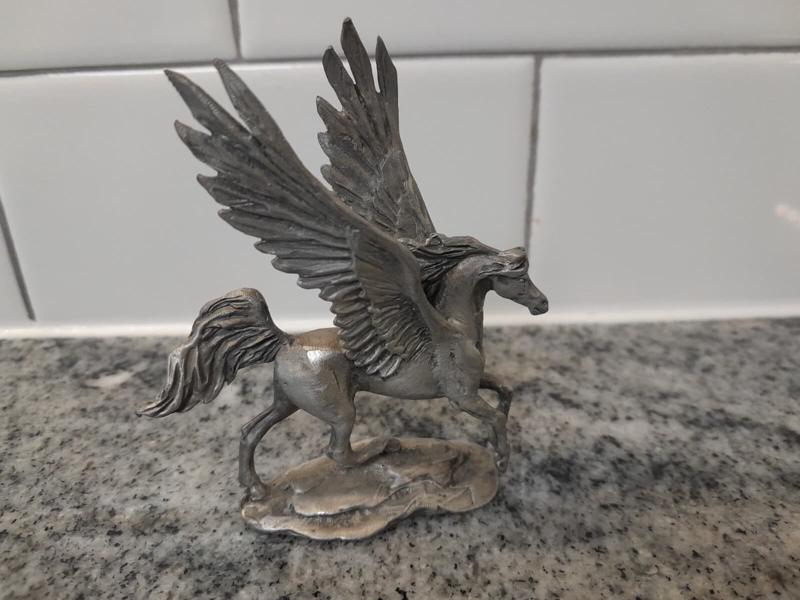 SLN 1980 Pewter Pegasus Flying Horse Collectible Figurine 3.5" by 3.5" 3
