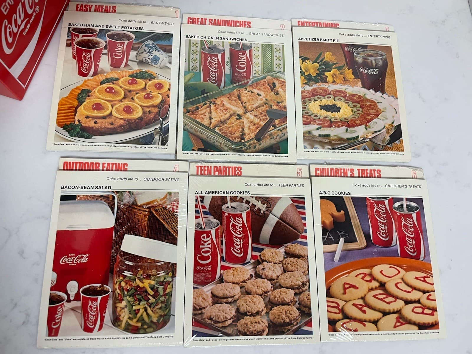 70s VTG Coke Coca Cola Recipe Box & Complete Recipe Set-New Cards Sealed 3