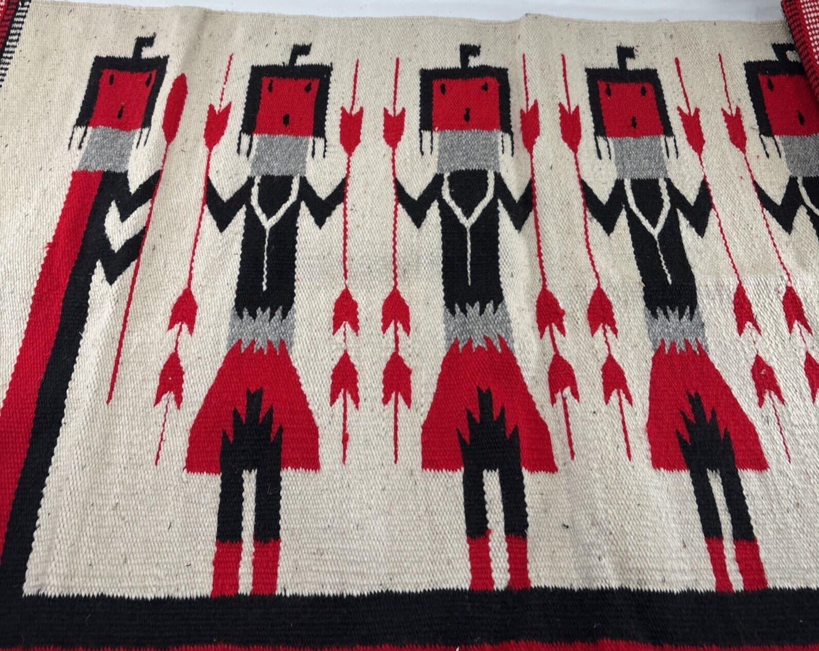 Vintage Reproduction of Navajo Ceremonial Yei Rug 30" x 60" 2