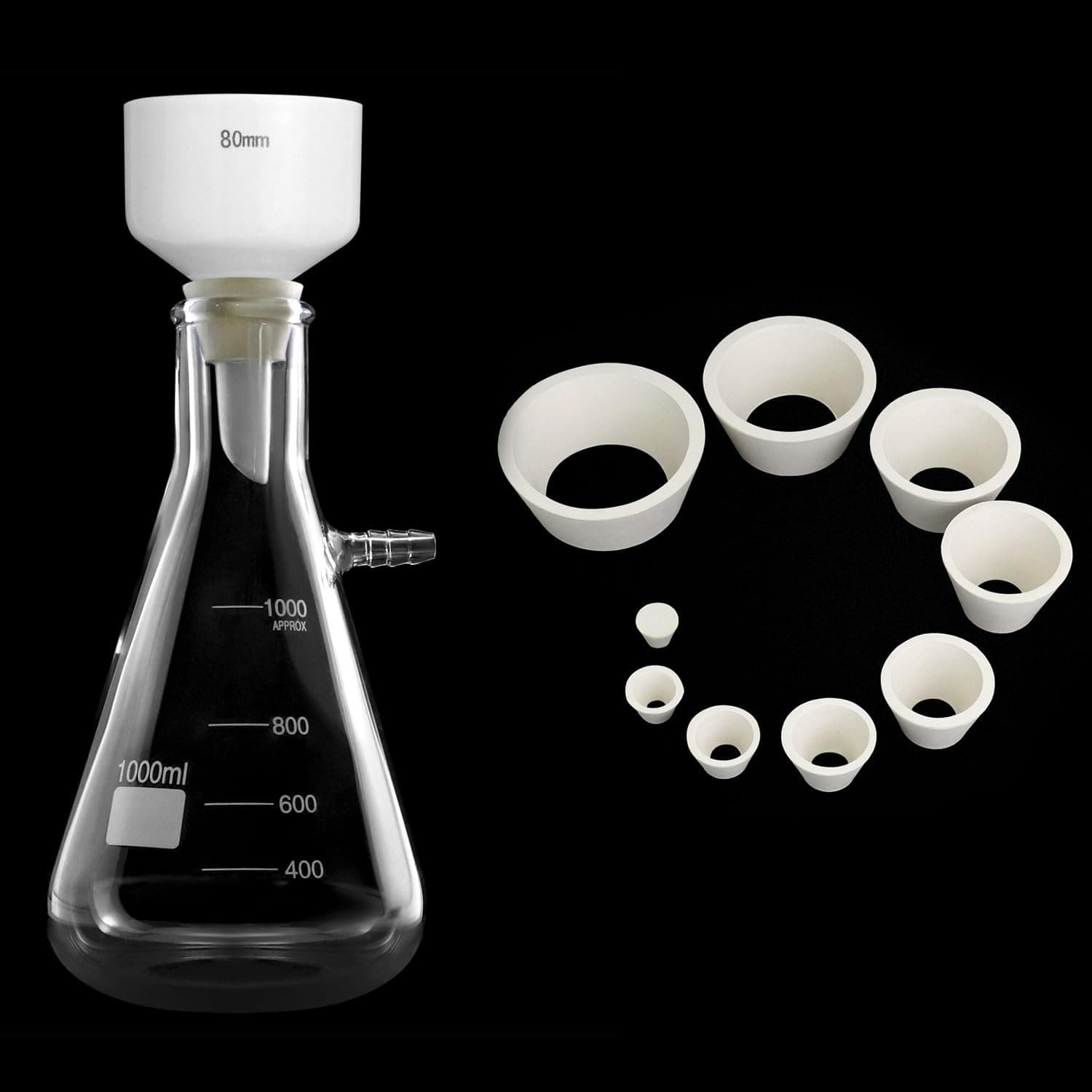 1000ML Buchner Funnel Kit Filter Flask Set, 1L Vacuum Flask 80Mm Funnel, Borosil 2