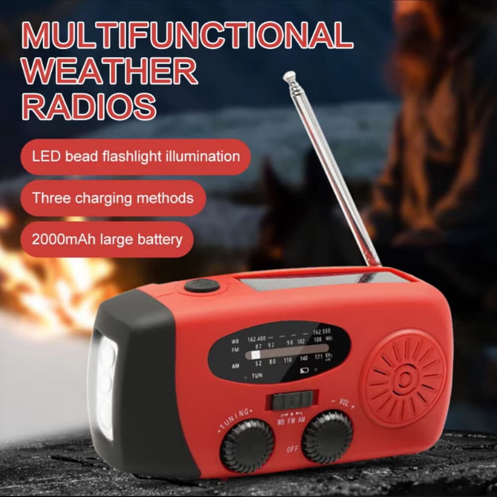 Solar Radio Hand Crank With LED Flashlight Multifunctional Emergency for Camping 2