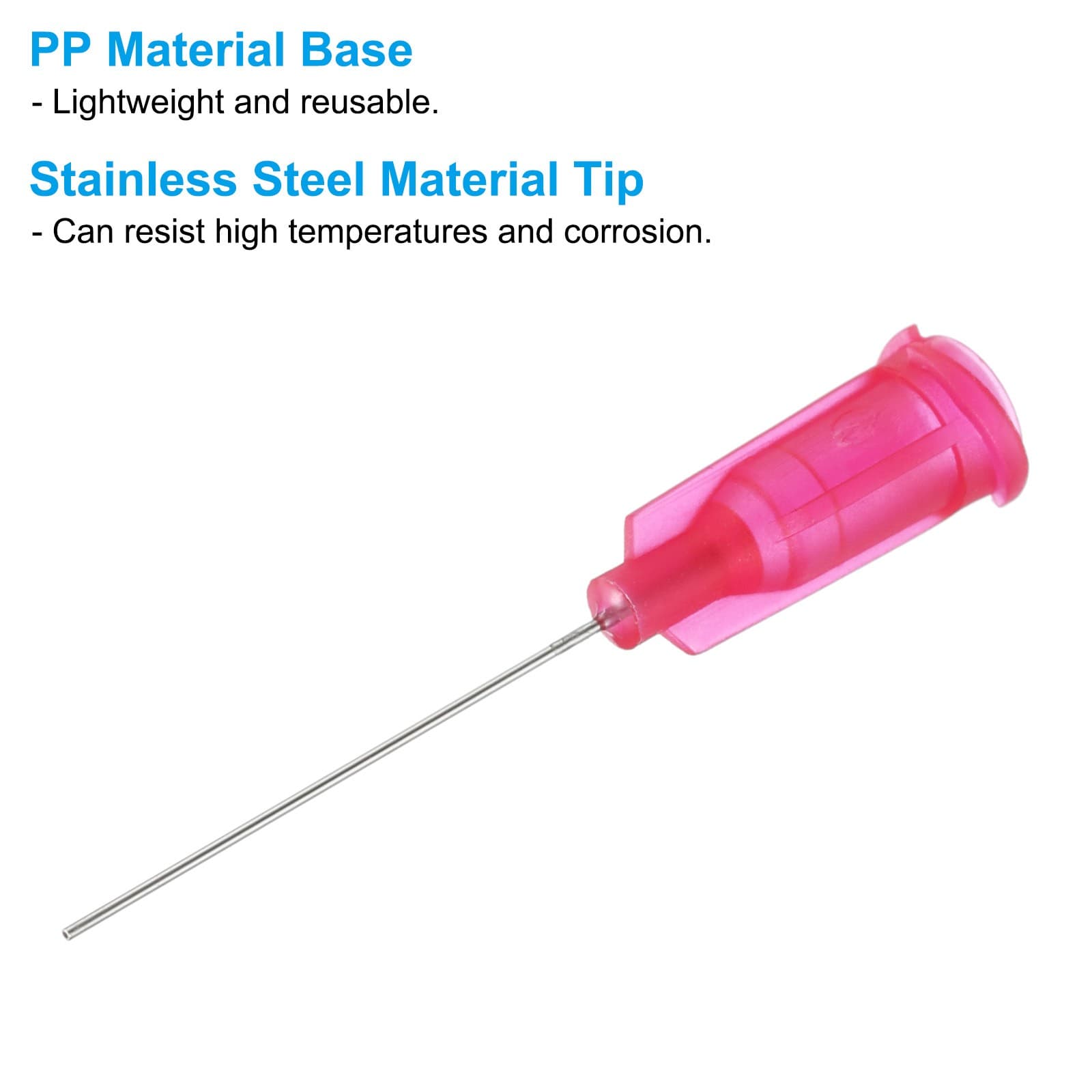50Pcs 25Gax1" Dispensing Needle Tip Stainless Steel and Plastic Rose Red 3