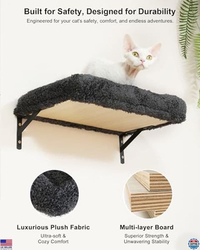 FUKUMARU 3-in-1 Cat Wall Shelves - Sturdy Wooden Climbing Tree & Scratching Post 3