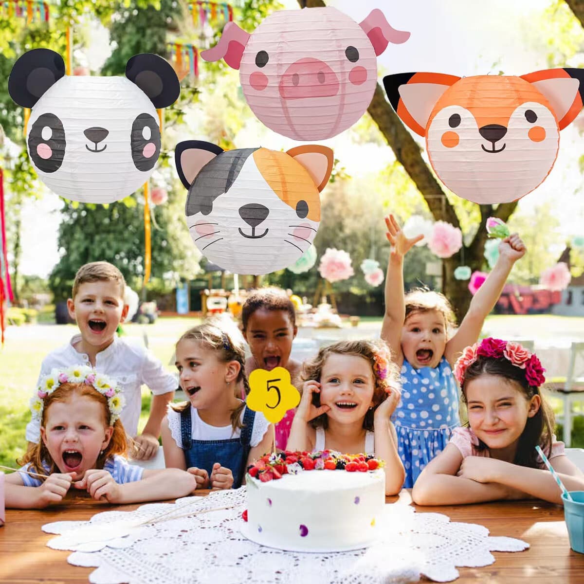 Jungle Animal Party Decorations, 11PCS Animal Paper Lanterns Hanging 5