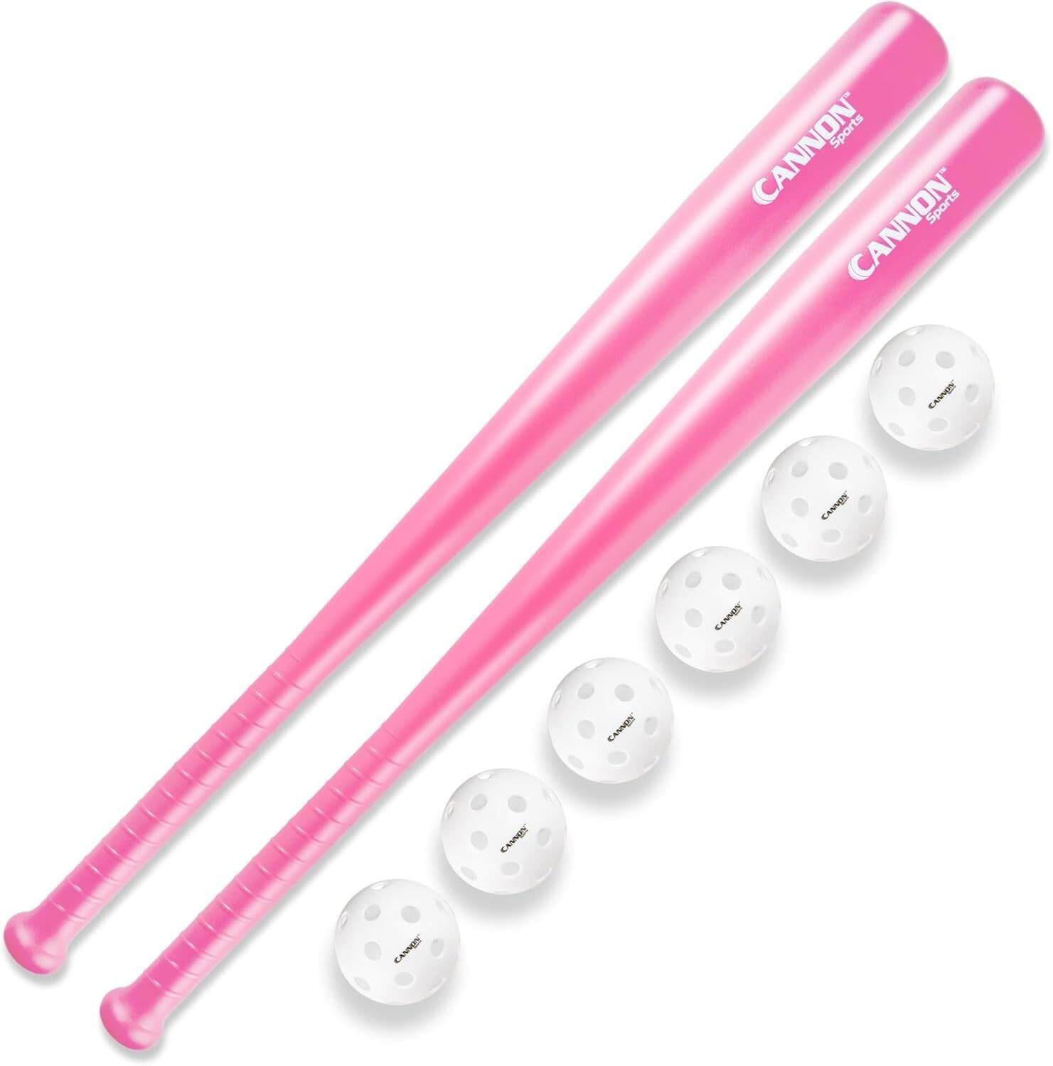 Cannon Sports Plastic Baseball Bats With Balls Set, Color Pink