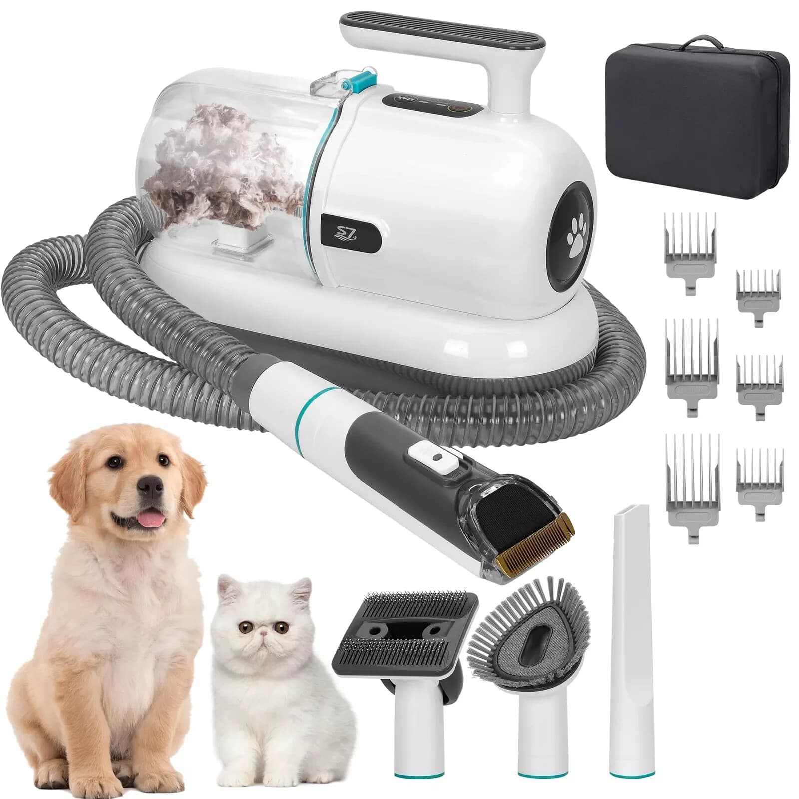 S7 Dog Grooming Vacuum and Dog Grooming Kit 1.5L Powerful Dog Vacuum Cleaner