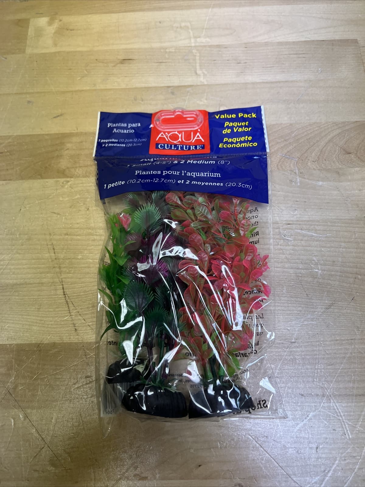 3 Pack Each Aqua Culture Aquarium Plants 1 Small (4-5") 2 Medium (8") (6 TOTAL) 3
