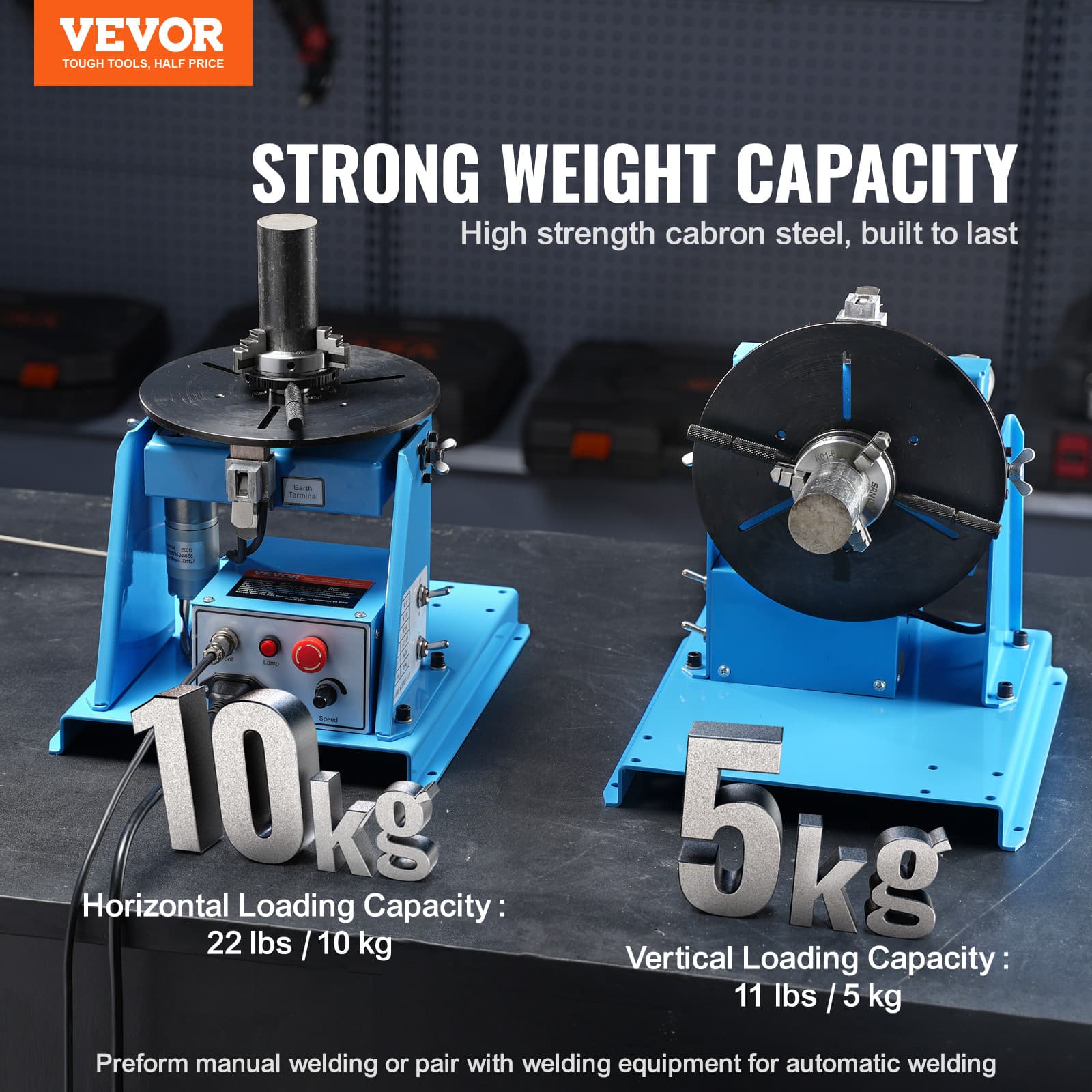 VEVOR 10KG Rotary Welding Positioner 0-90° Positioning Turntable Table 1-12RPM 2