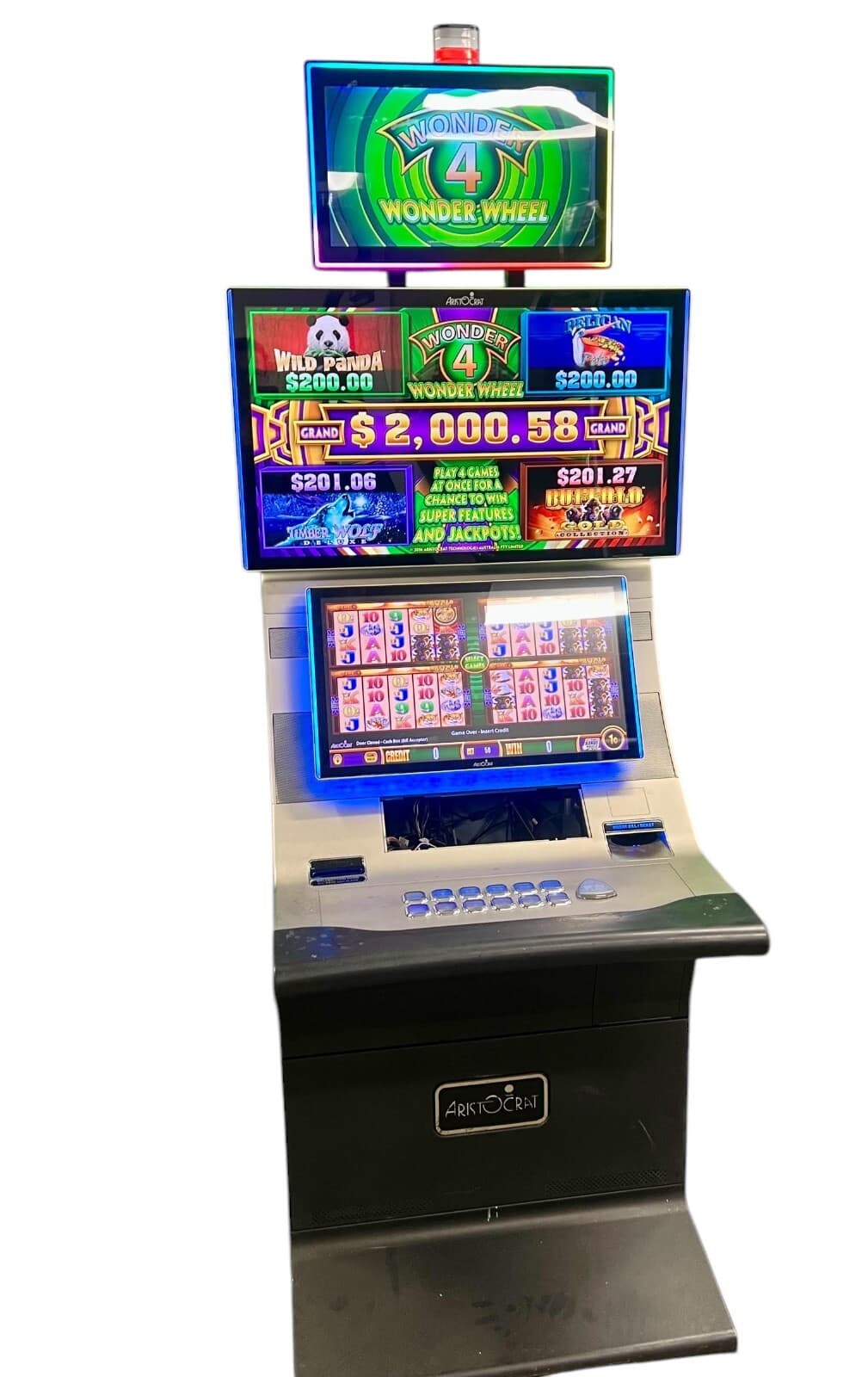 Aristocrat Helix Slant Wonder 4 Slot Machine, Buffalo Gold, Timber Wolf