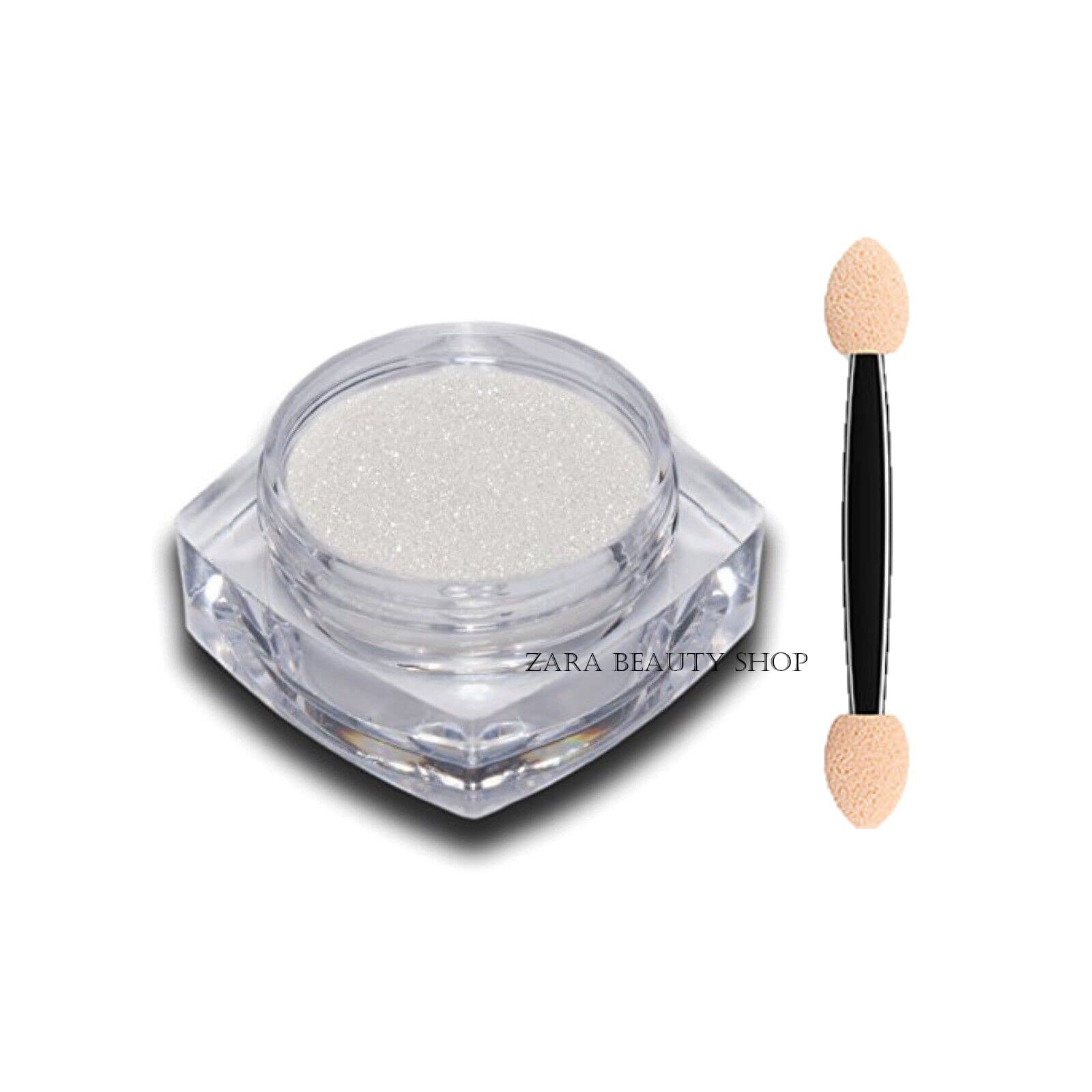 WHITE CHROME POWDER Pigment Pearl Nails Nail Art Crystal Shiny Dust Glazed Donut 3