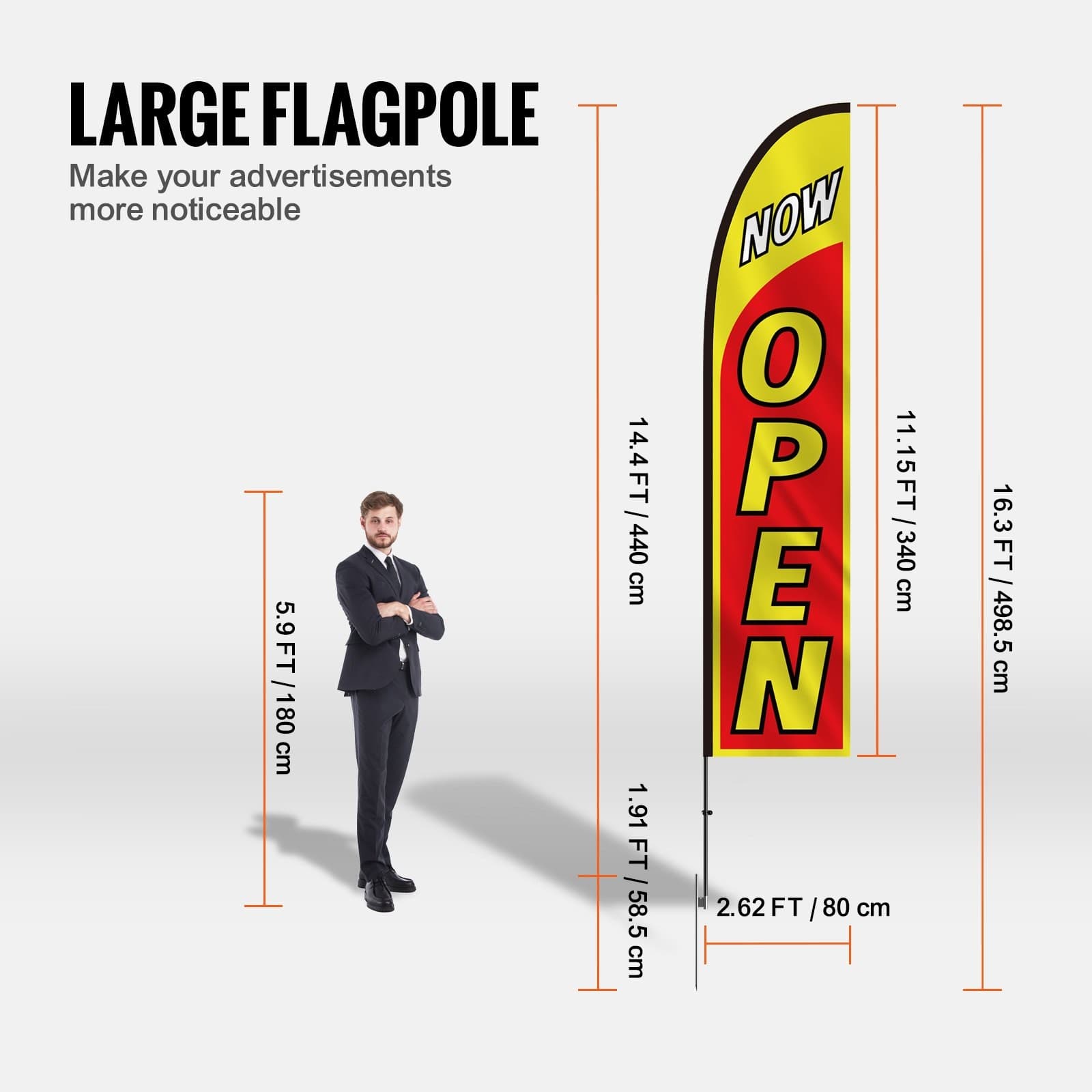 VEVOR Open Flags with Pole Kit,Advertising Flags for Business Outside,Advertisin 2