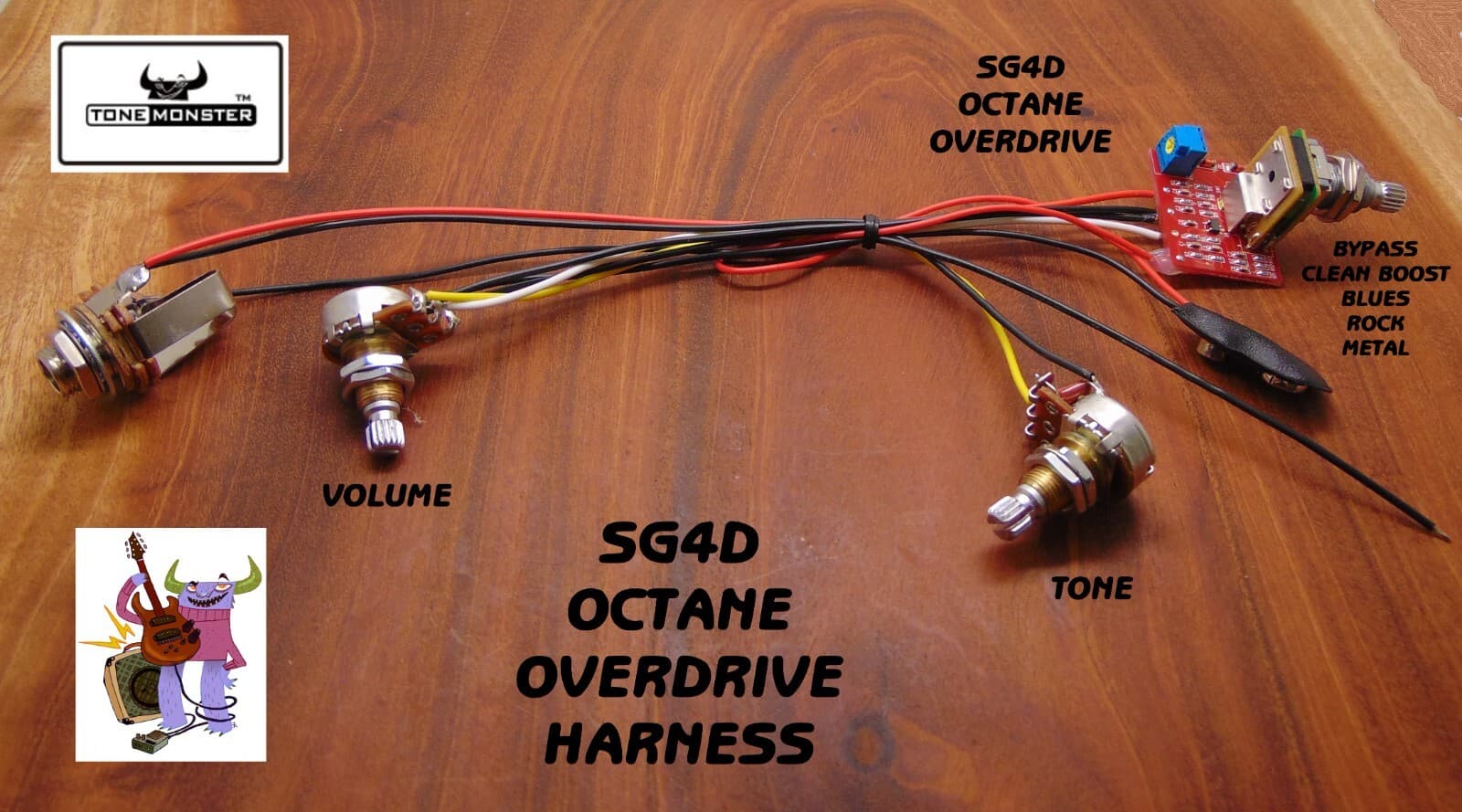 TONE MONSTER SG4D OCTANE OVERDRIVE Guitar Harness V/T Bypass + Boost + 3 ODs